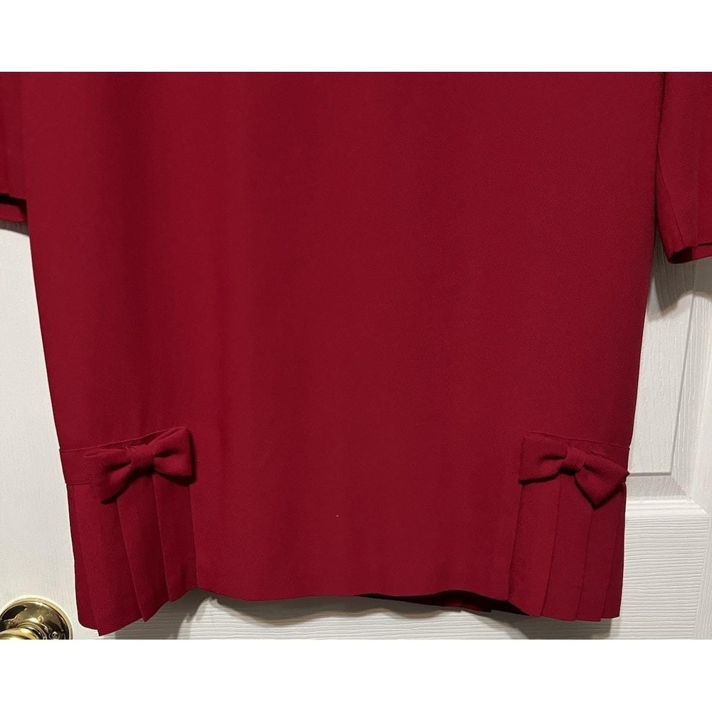 Donna Ricco Vintage Bow Hem Sheath Dress Red Cocktail Wedding Women 14 - Picture 2 of 4